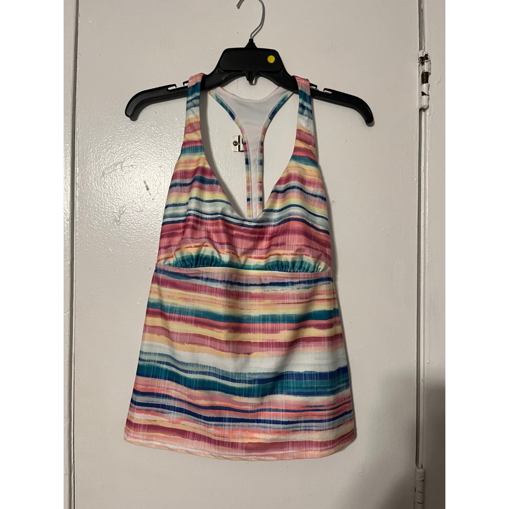 Ocean +‎ Coast Womens XL Multi Color Striped Racerback Tankini Swim Top T-Strap